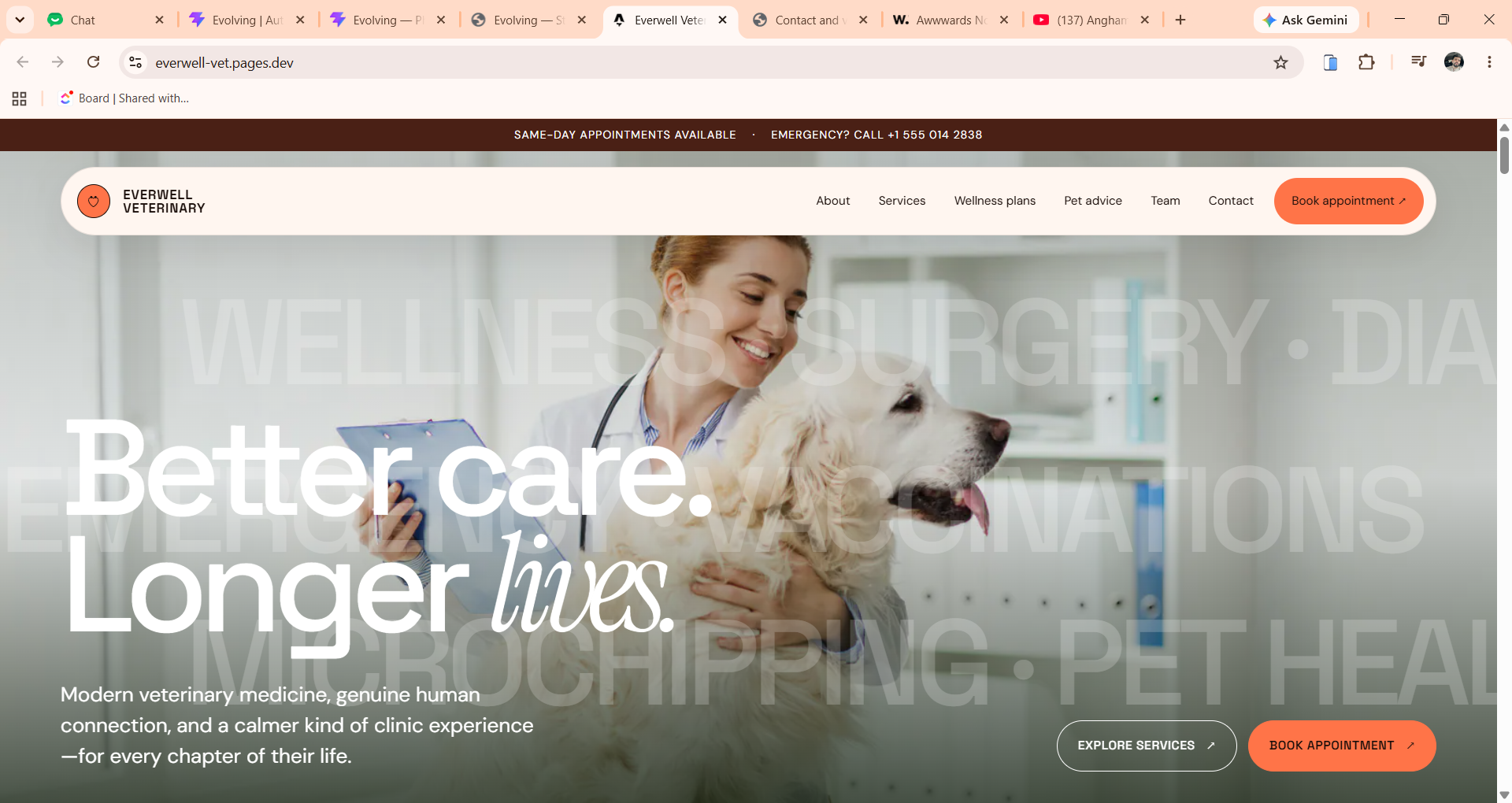 Everwell Veterinary website template screenshot